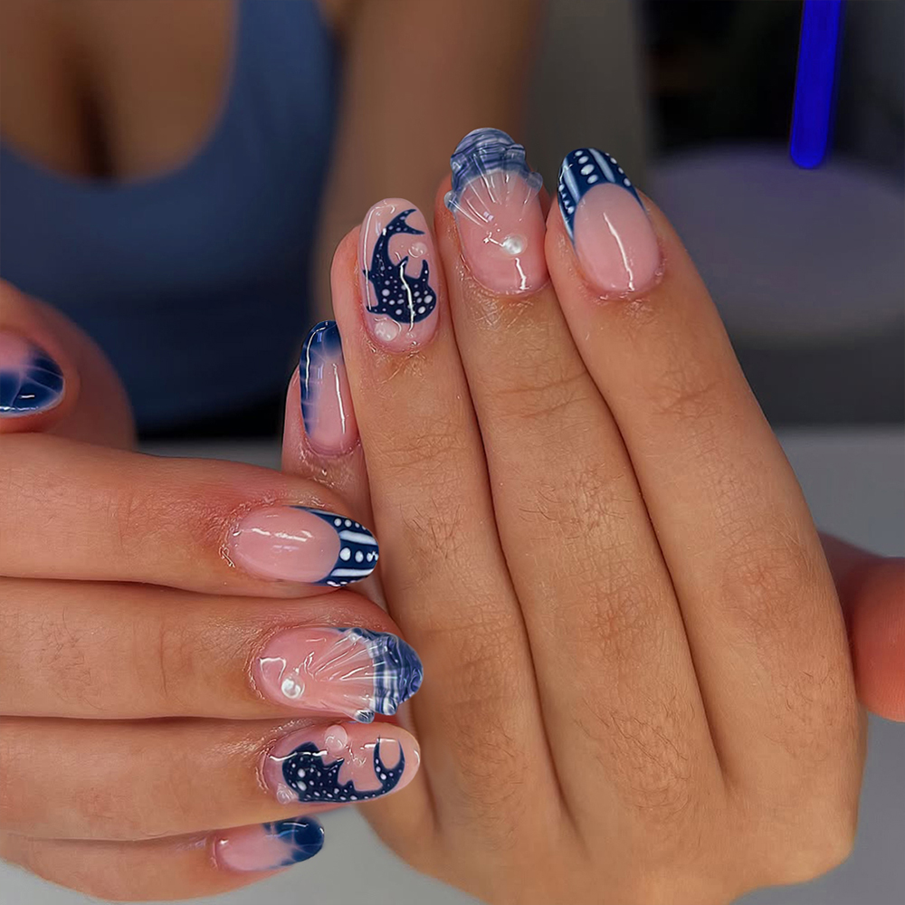 Marine Aquarium Decorations - 24 peças de unhas de gel